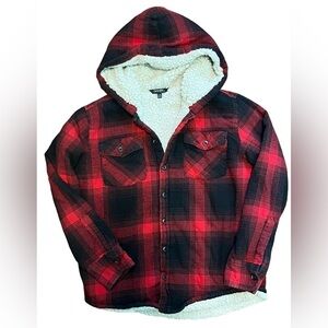 George Boys' Sherpa Lined Hooded Flannel Shirt